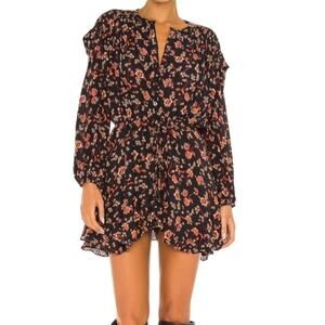 Free People Flower Fields Mini Dress  Long Sleeved Sz Small